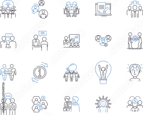 Total Quality Management outline icons collection. TQM, Quality, Control, System, Process, Improvement, Assurance vector and illustration concept set. Standardization, Strategies, Evaluation linear