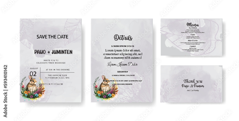 water color wedding invitation card template INTERNATIONAL Wedding card template with elegant greenery FLOWER ELEMENT DECORATION