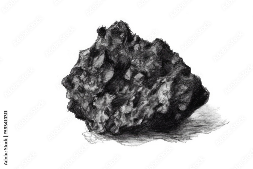 monochromatic drawing of a rock. Generative AI monochromatic drawing of a rock. Generative AI
