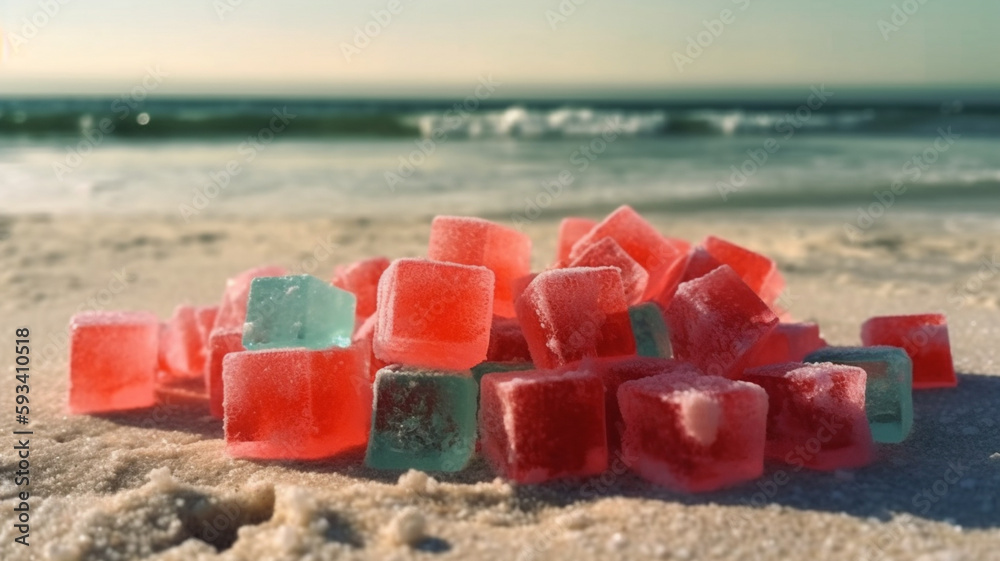 ice cubes of different fruit flavors generative AI ice cubes of different fruit flavors generative AI