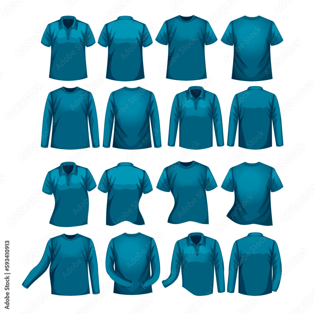 Naklejka premium SET MOCK UP 3d polo SHIRT OR CLOTH vector
