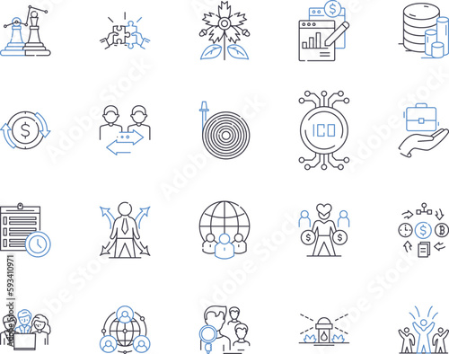 Farming sector outline icons collection. Farming, Sector, Agriculture, Crops, Production, Harvest, Tillage vector and illustration concept set. Irrigation, Sowing, Processing linear signs
