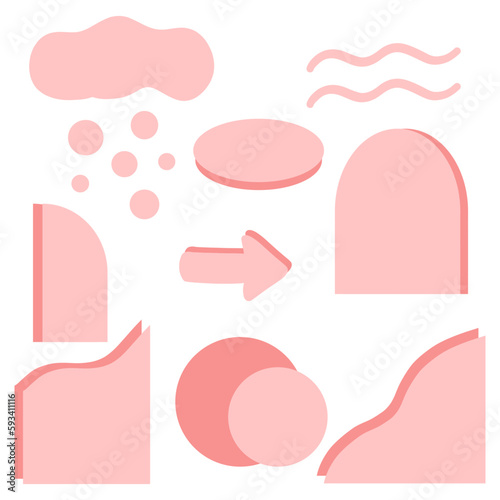 Pink minimal sticker speech bubble background icon set for insert text. Blank empty and space for advertising. Vector illustration