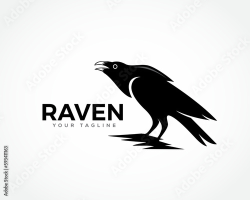 scream silhouette raven bird logo symbol design template illustration inspiration
