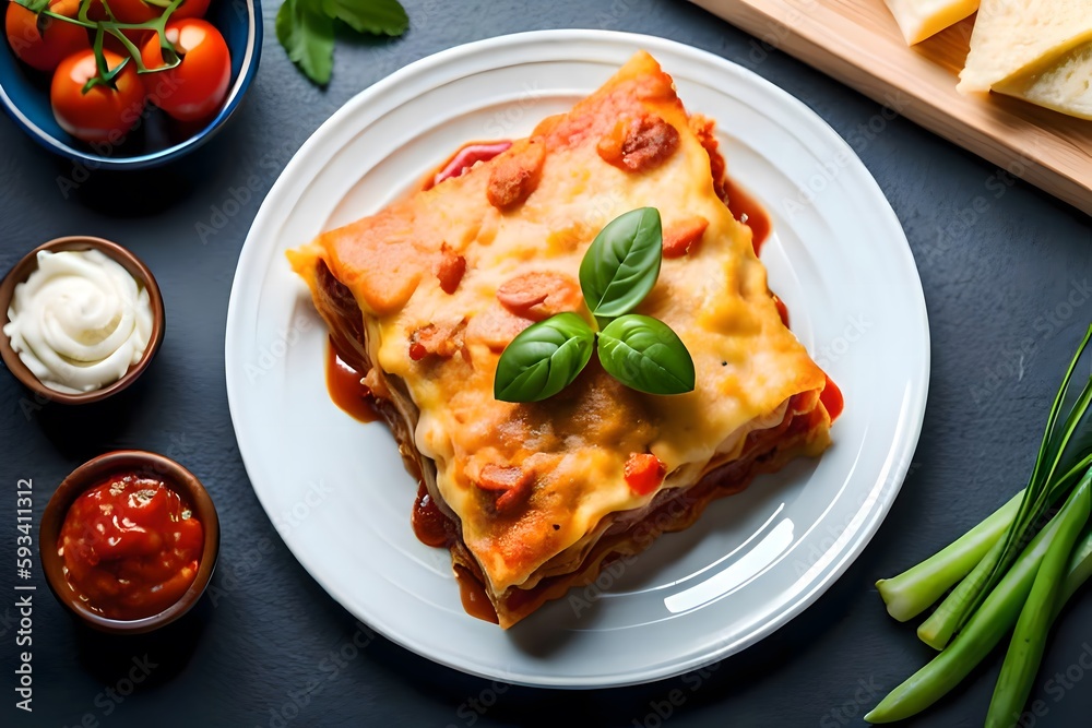 Tasty lasagne served on plate, Generative AI
Tasty lasagne served on plate, Generative AI