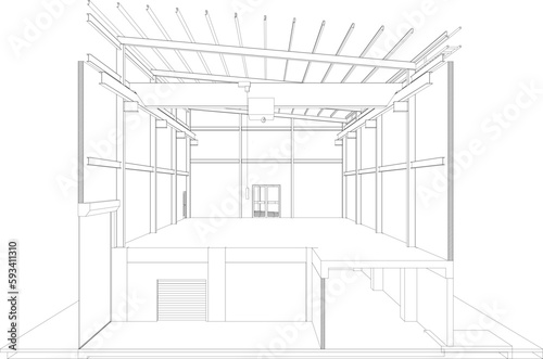 3D illustration of building project
