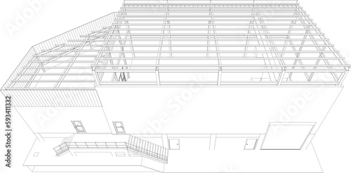 3D illustration of building project