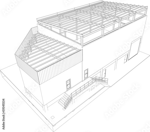 3D illustration of building project