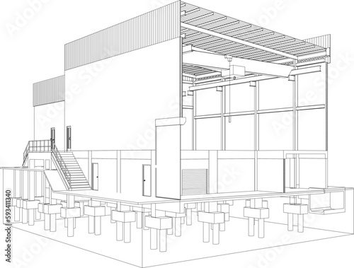 3D illustration of building project
