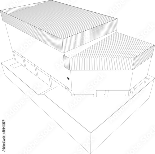 3D illustration of building project