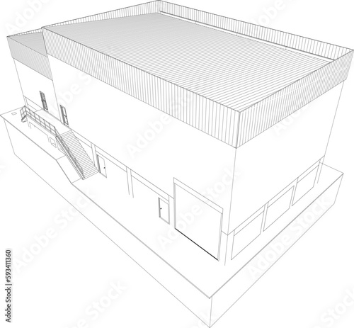 3D illustration of building project
