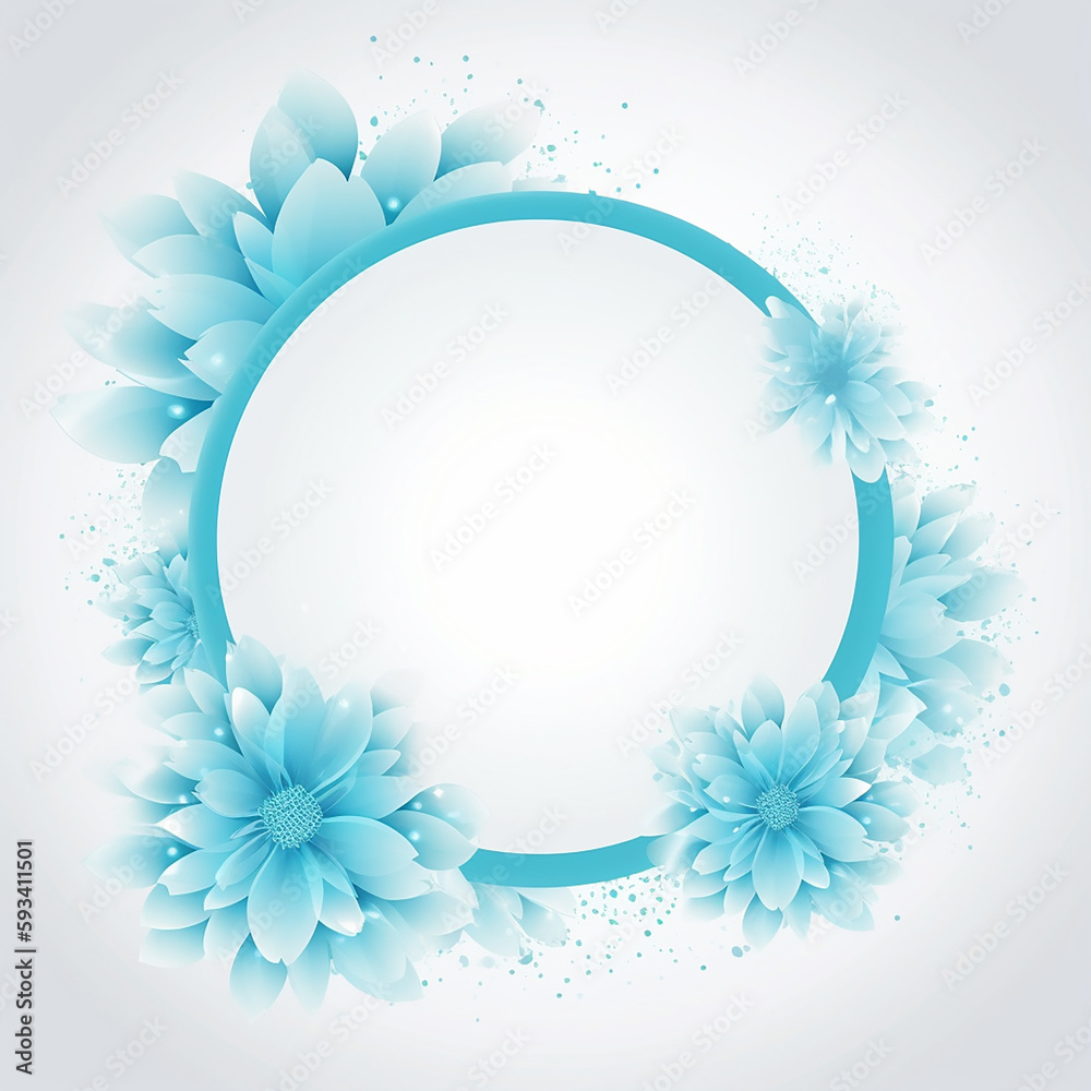 Vector frame of light blue flowers for text space. Generative AI 


.
