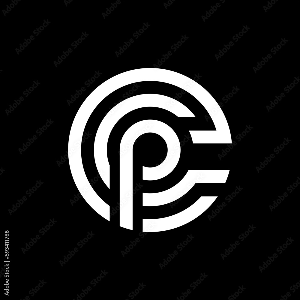 Logo Design Circle Monogram Alphabet Letter Icon CCP PCC CPC C P 