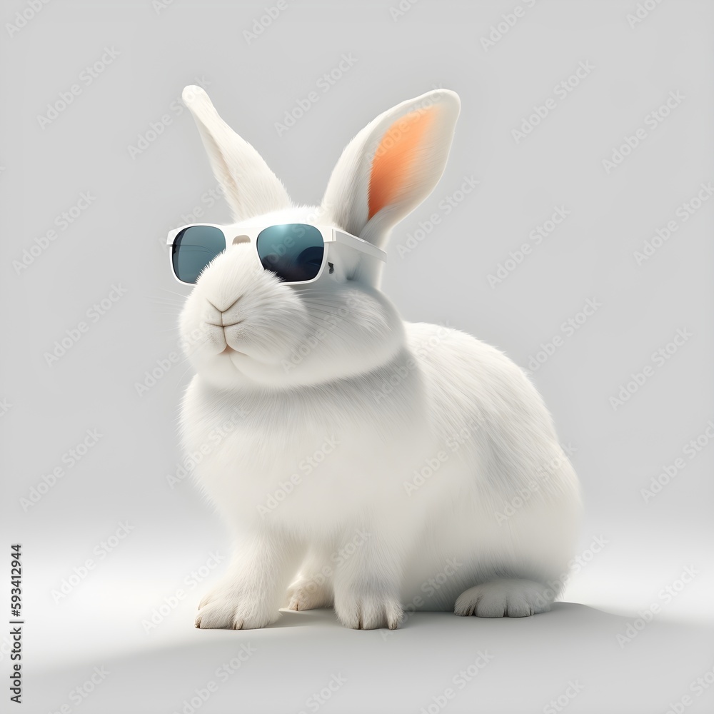 Obraz premium white rabbit on white background