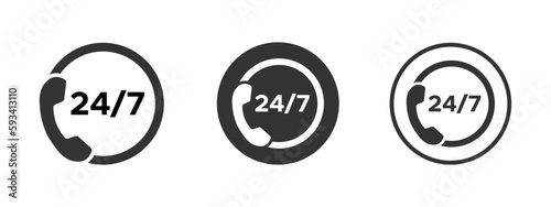 Twenty four seven call center support vector icons set
