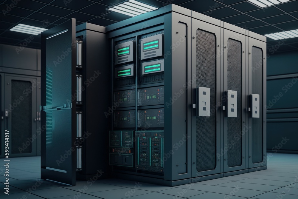 Modern Data center with computer servers. AI generated, human enhanced. Modern Data center with computer servers. AI generated, human enhanced.