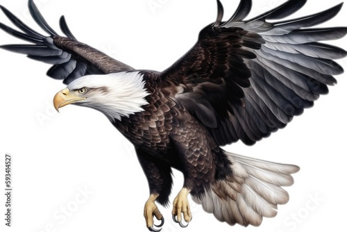 an eagle in flight with its majestic wings fully extended. Generative AI © 2rogan