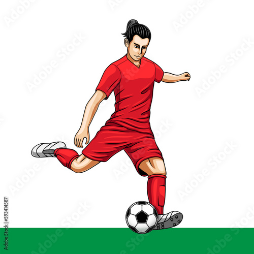 illustration of a football player kicking the ball