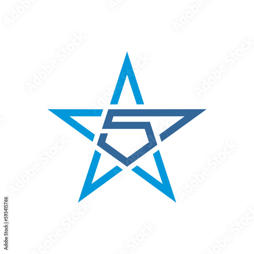 minimalist five star logo design 