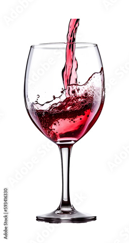 Glass with a splash of red wine isolated on transparent background. 