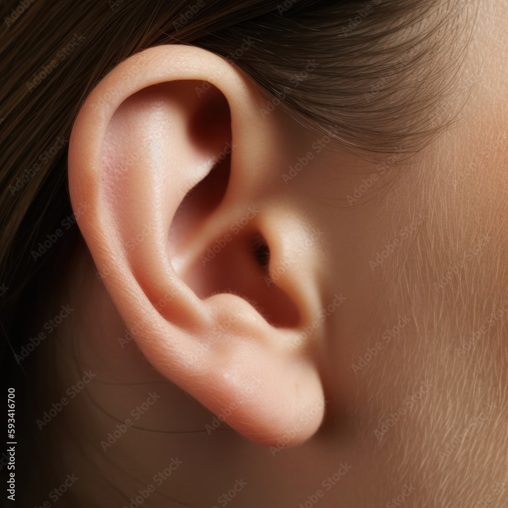 An ear of a girl closeup