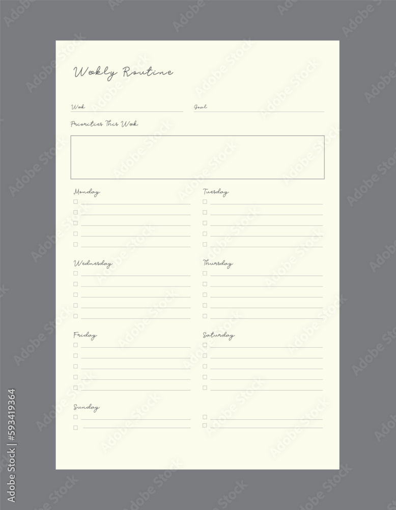 Weekly Rountine Planner. Weekly Rountine Planner.