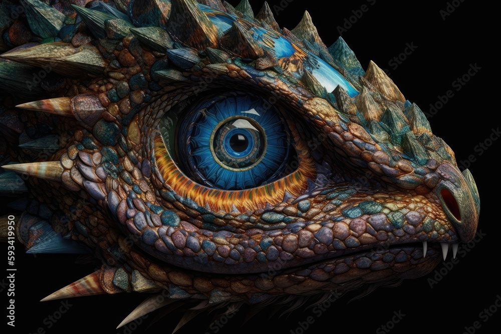Fototapeta premium dragons eye in intricate detail. Generative AI