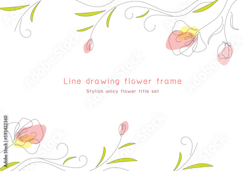 線画の花の背景素材　誕生日　メッセージカード　ボタニカル　ナチュラル