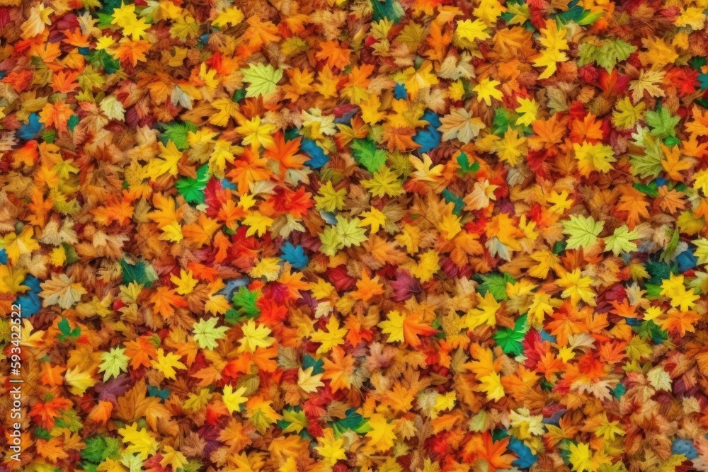 fallen leaves on the ground in autumn. Generative AI