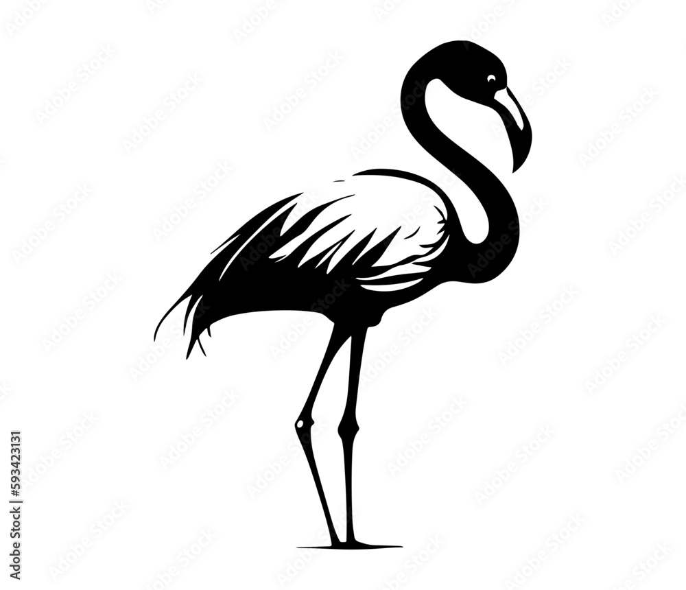Fototapeta premium Flamingo, Silhouettes Flamingo SVG, black and white Flamingo vector