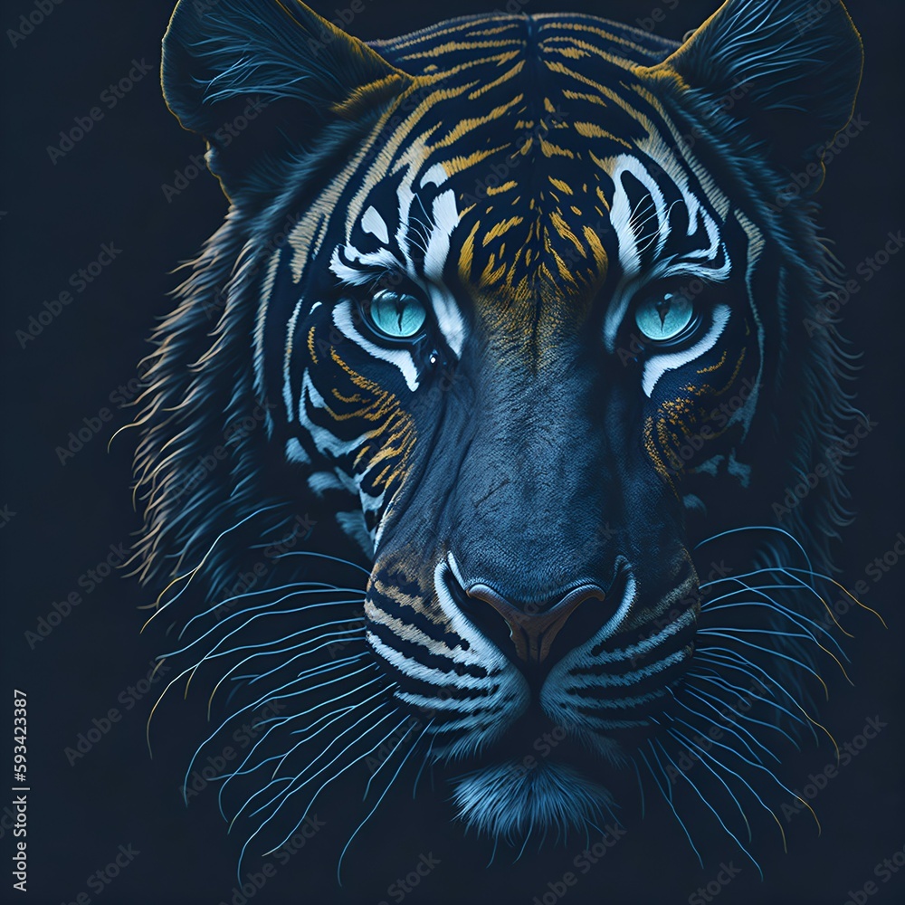portrait of a tiger - sculpture of a tiger looking forward portrait of a tiger - sculpture of a tiger looking forward