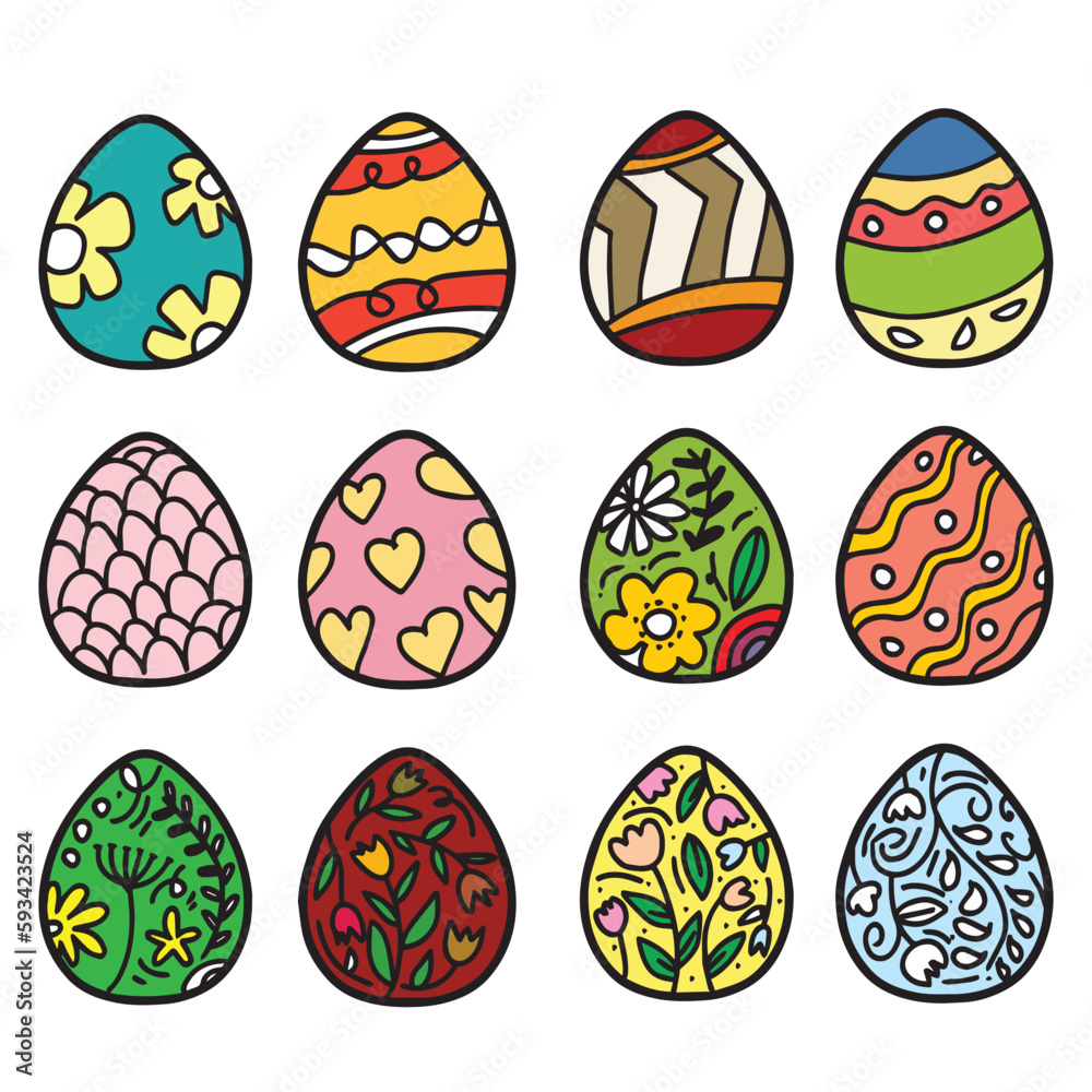 Set of hand drawn easter egg various isolated on white background. easter egg celebration. Easter eggs set doodle style. Happy easter hand drawn isolated on white background. Set of hand drawn easter egg various isolated on white background. easter egg celebration. Easter eggs set doodle style. Happy easter hand drawn isolated on white background.