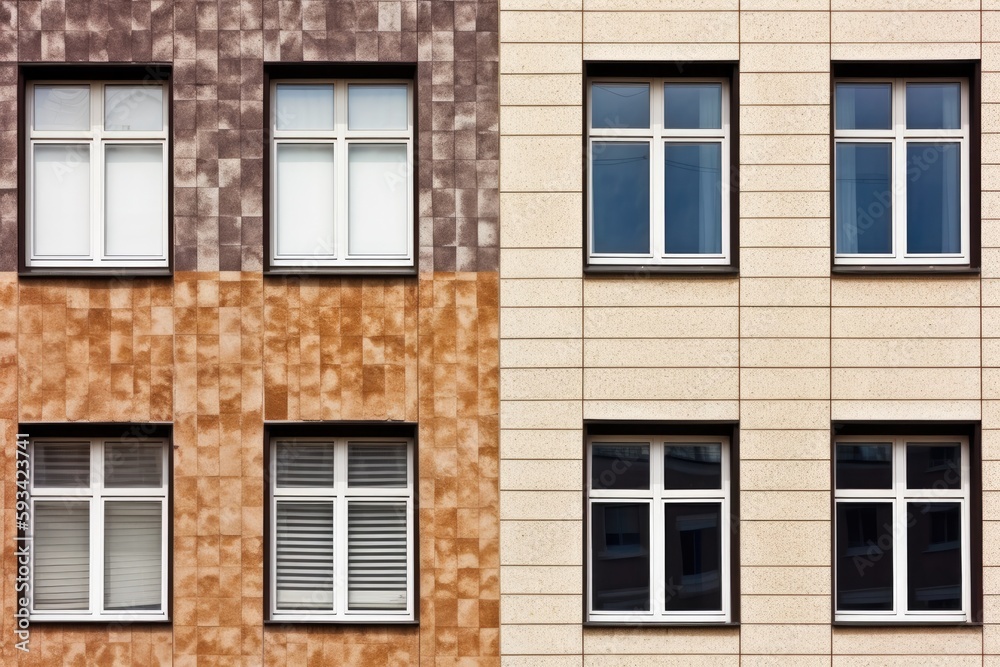 Colorful Building with Shutters and Windows. Generative AI Colorful Building with Shutters and Windows. Generative AI