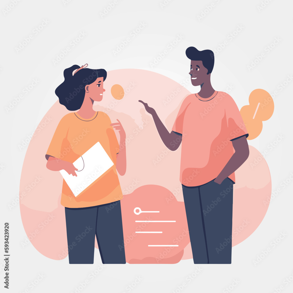 man and woman talking, vector illustration