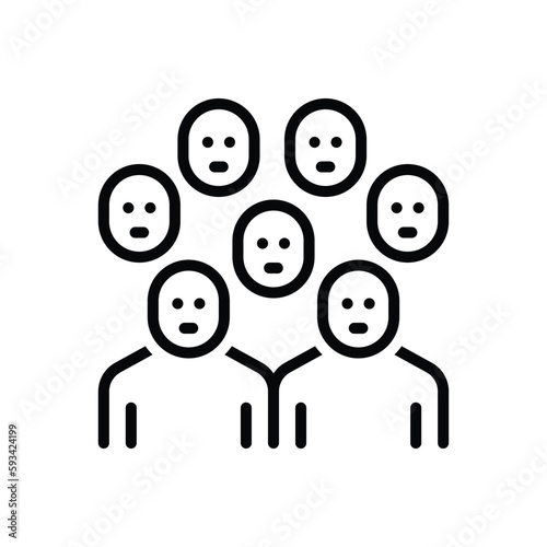 Black line icon for crowd 