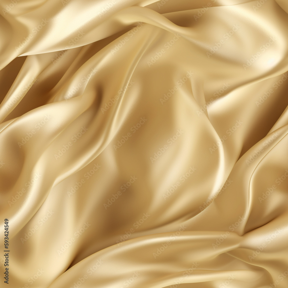 Obraz premium Luxury blond gold silk fabric texture, elegant seamless pattern, realistic light and shadow background, photorealistic wallpaper, generative ai