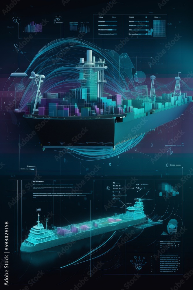 Ship Data Visualization Data-Driven Ocean Voyage: Ship Sailing with Background Indicator Stock ...