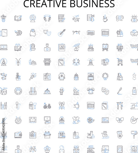 Creative business outline icons collection. Innovative, Profitable, Dynamic, Entrepreneurial, Promotional, Resourceful, Unique vector illustration set. Progressive, Branding, Disruptive linear signs