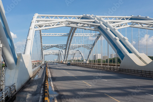 Dong Tru bridge against blue sky in Hanoi, Vietnam