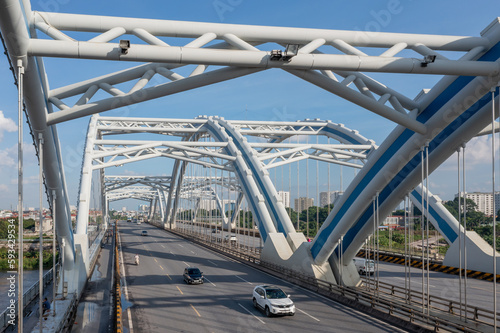 Dong Tru bridge against blue sky in Hanoi, Vietnam