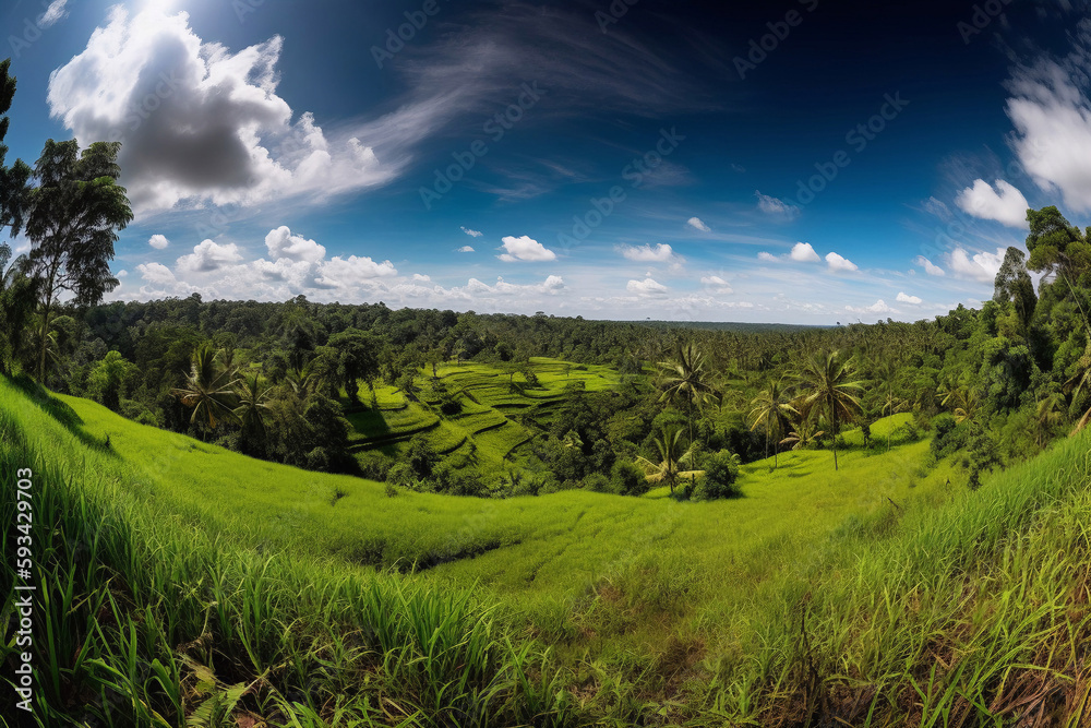 Fototapeta premium beautiful meadow hills with blue sky