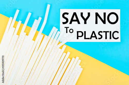 The Say no to plastic plastic drinking straws. Garbage Environment pollustion concept. photo