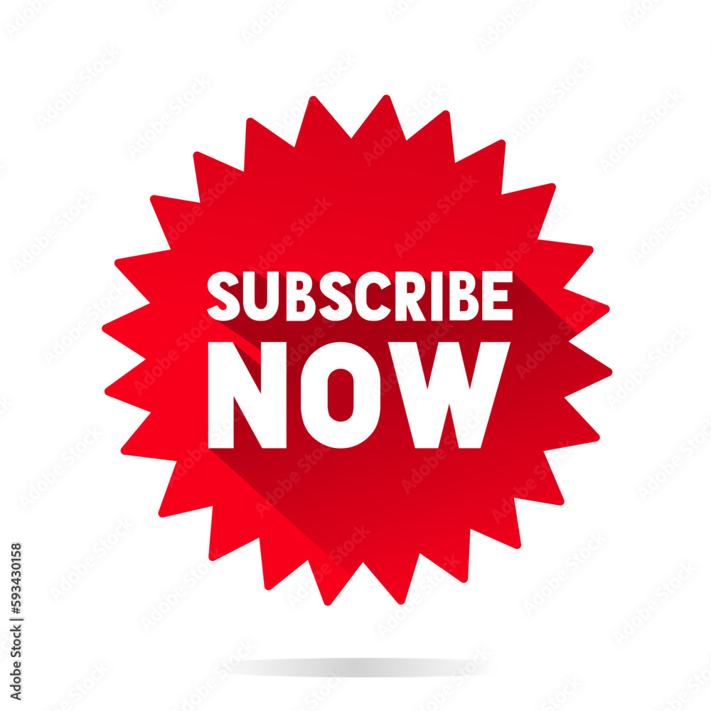 Banner Subscribe now sticker design. Social media concept. Vector illustration on white background. Banner Subscribe now sticker design. Social media concept. Vector illustration on white background.