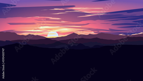 sunset over mountains