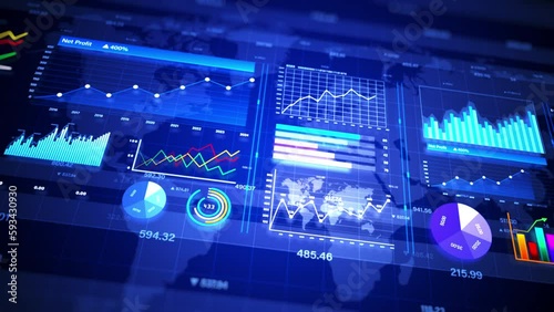 Digital data graph processing investment and business statistics, Market data and Infographics animation, Business and market data analysis and reports, with infographics background