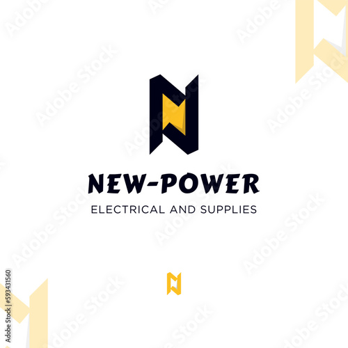 Free Download Initial Letter N Power Energy Electricity Lightning Logo Design Element. Electrical Supplies Vector - GFXLoad