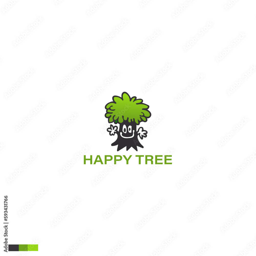 Happy tree vector logo for your business
