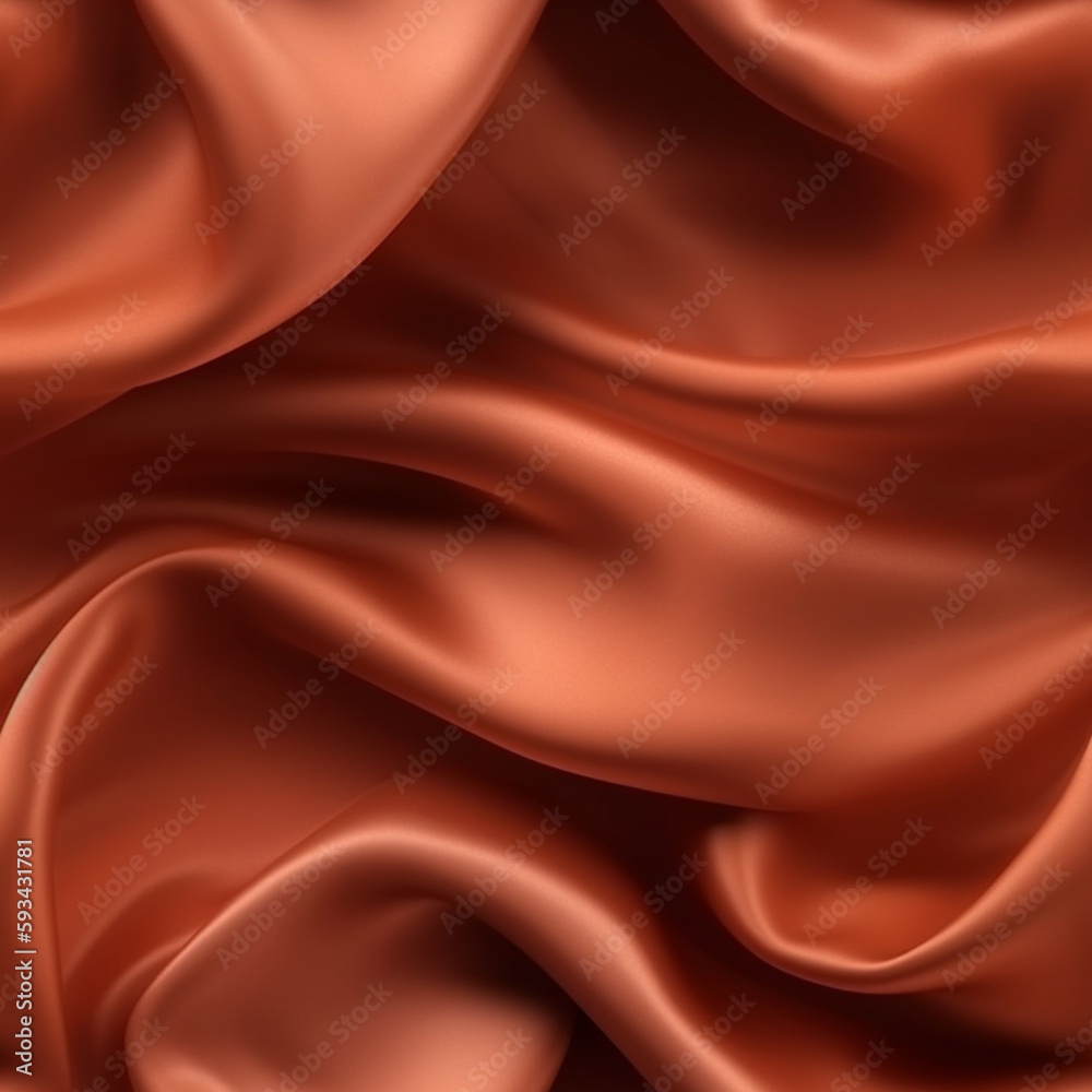 Fototapeta premium Luxury terracotta silk fabric texture, elegant seamless pattern, realistic light and shadow background, photorealistic wallpaper, generative ai
