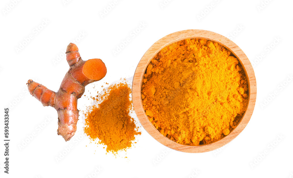 curcuma powder in a bowl and root on transparent png curcuma powder in a bowl and root on transparent png