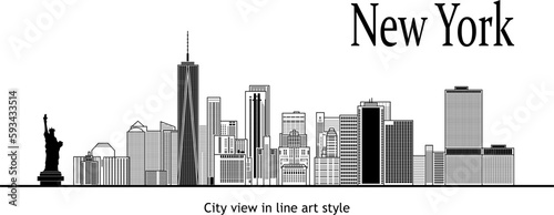 new york city view in line art style (black)